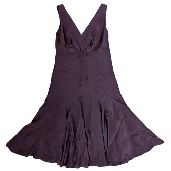 Ted Baker Chocolate Silk A-line Dress Sz 3 (US 8) - Picture 2 of 6